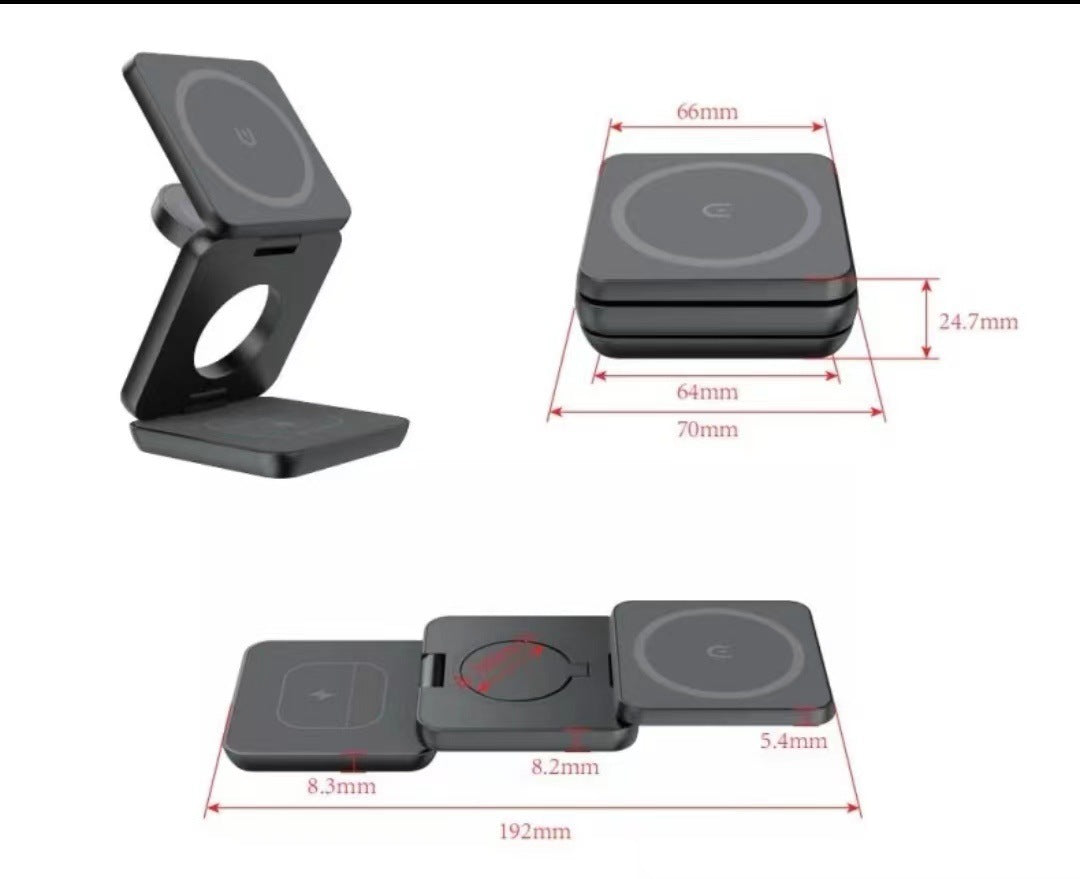 Folding 3 In 1 Wireless Charger by Elixor EL201